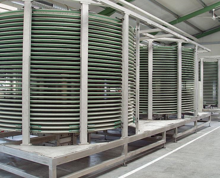 High Quality Duplex Spiral Freezer 1000kg -3000kg / h pro Quid Food Seafood Processing