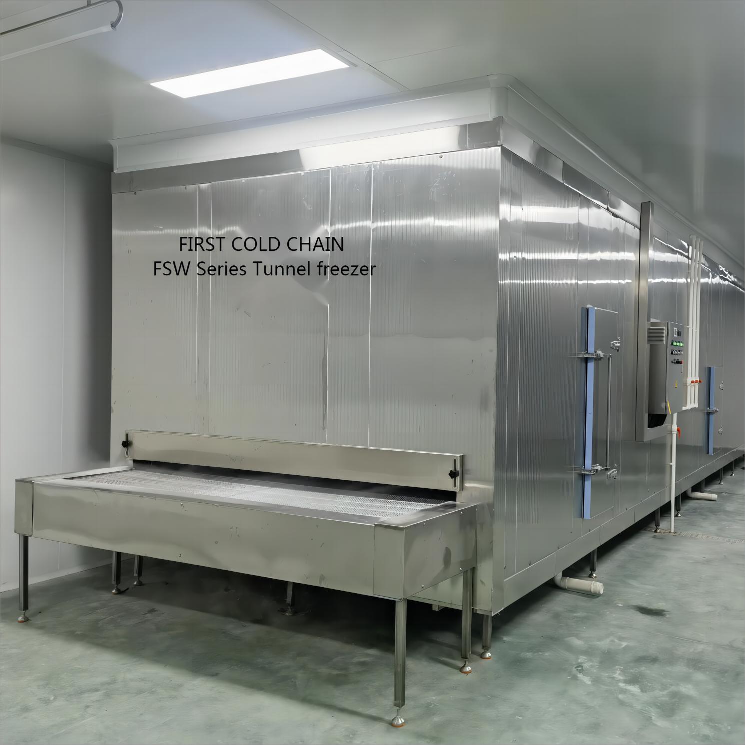 中國 FSW500 隧道速凍機用於第一個冷鏈冷凍雞肉零件 