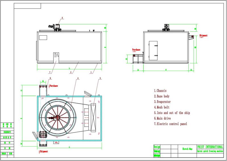 spiral freezer drawing 